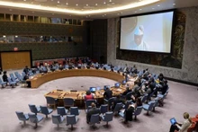 联合国安理会的一场会议场景。（图片来源：越通社）