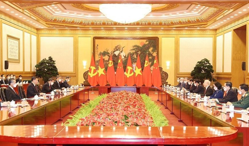 会谈全景。（图片来源：越通社）