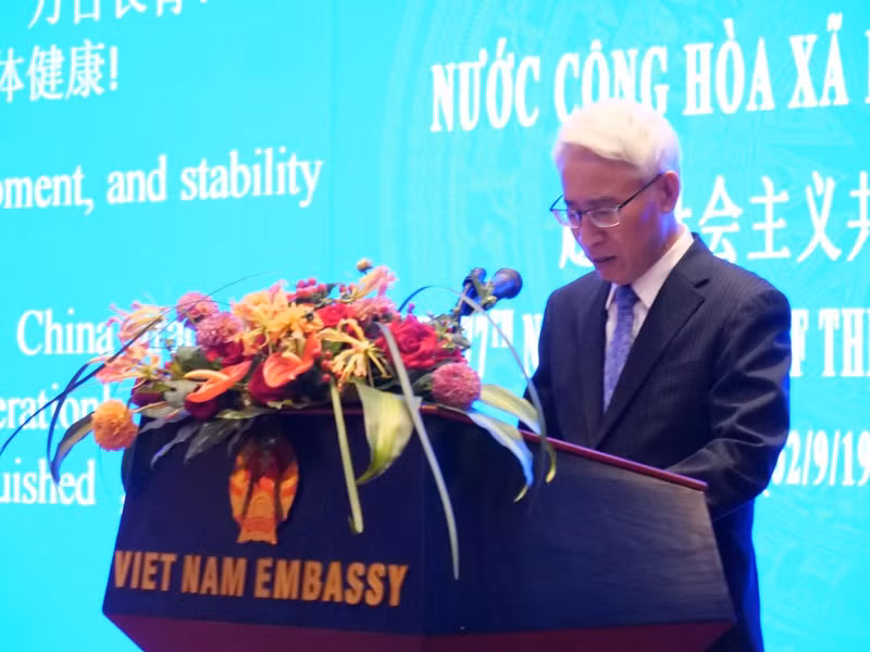 范星梅大使在会上致辞。（杜微沙 摄）