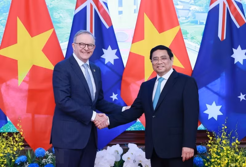 越南政府总理范明正和澳大利亚总理安东尼·阿尔巴尼斯。（图片来源：越通社）