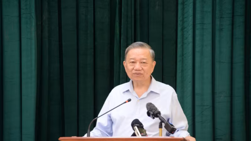 越共中央总书记、国家主席苏林发表讲话。