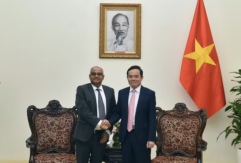 政府副总理陈流光和亚洲开发银行驻越南首席代表尚塔努·查克拉博蒂。（图片来源：VGP）