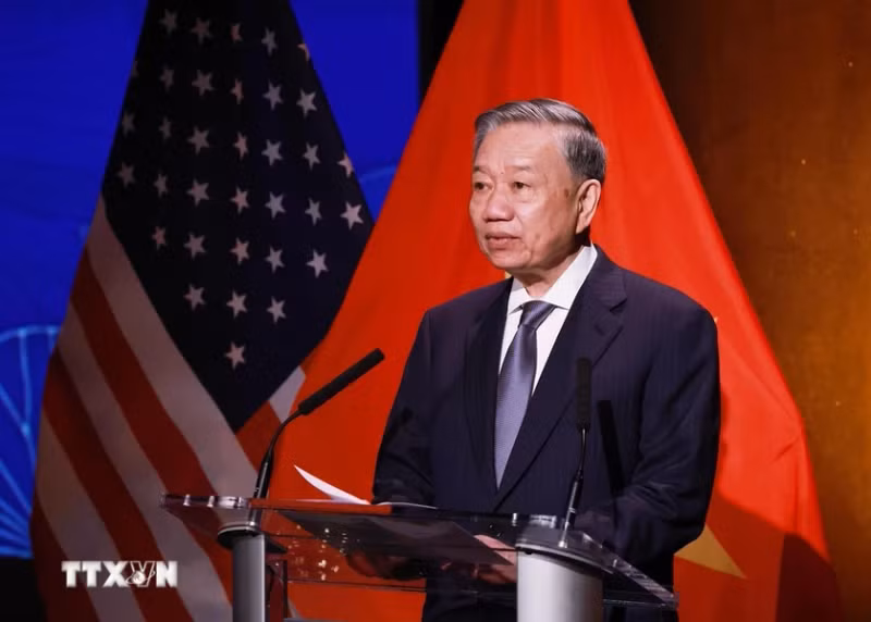 越共中央总书记、国家主席苏林发表讲话。（图片来源：越通社）