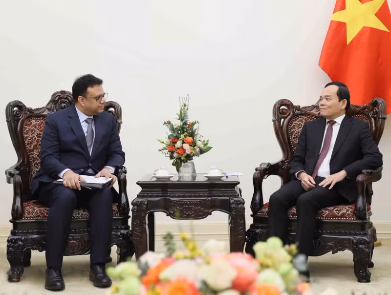 越南政府副总理陈流光会见宝洁集团高级副总裁尼廷·达尔巴里。（图片来源：越通社）