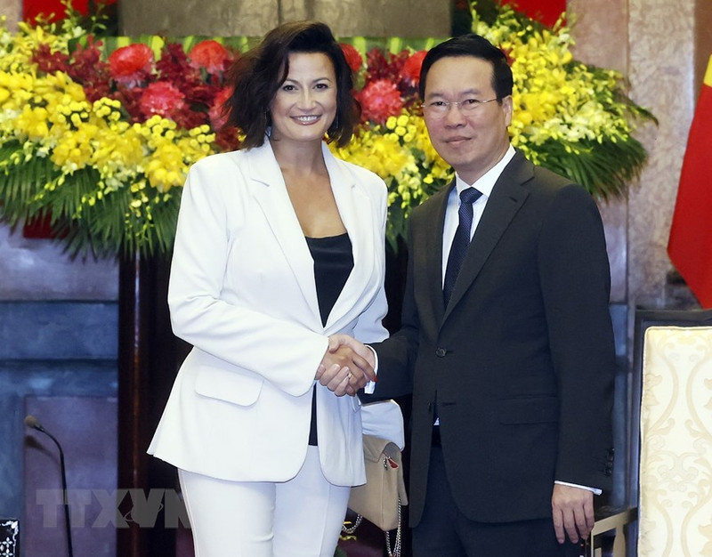 国家主席武文赏会见比利时参议院议长斯蒂芬妮·德霍斯。（图片来源：越通社）