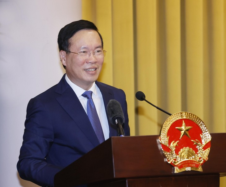 国家主席武文赏在会议上发表讲话。（图片来源：越南之声）