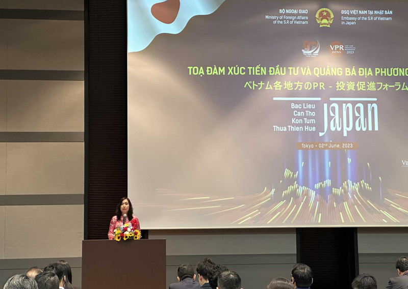越南外交部副部长黎氏秋姮在座谈会上致辞。