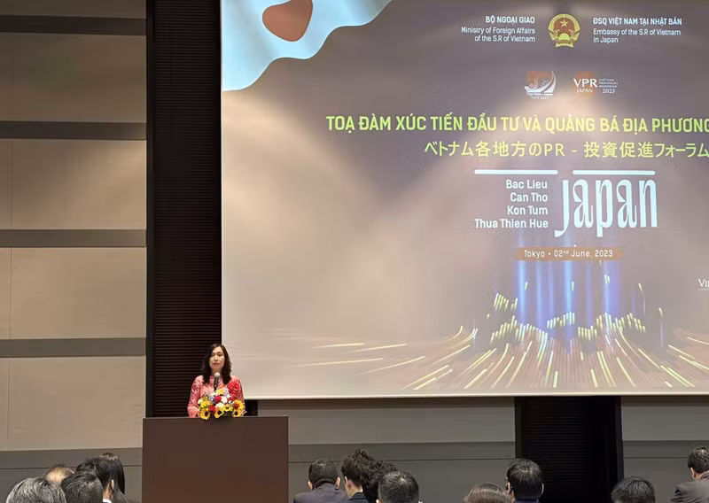 越南外交部副部长黎氏秋姮在座谈会上致辞。