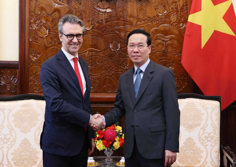 越南国家主席会见欧盟驻越南代表团团长。（图片来源：越通社）