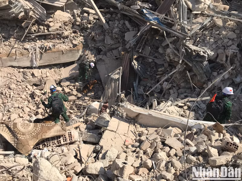 越南人民军支援救灾队从哈塔伊的废墟中找出36具遇难者遗体。
