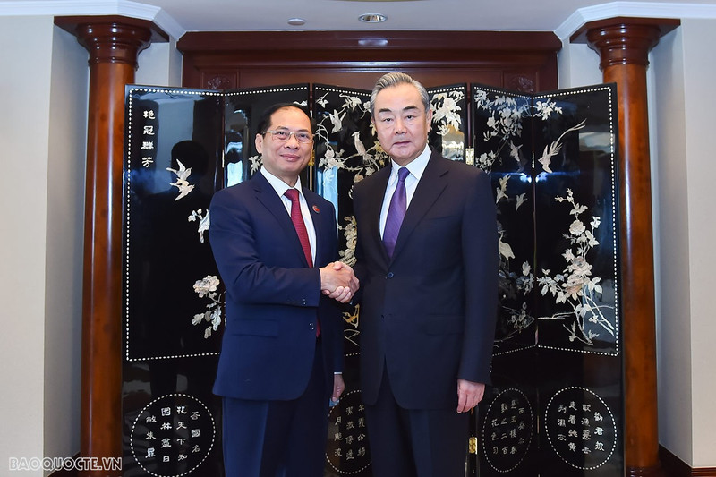 越南外交部长裴青山会见中共中央政治局委员、中央外事工作委员会办公室主任王毅。（图片来源：国际报）