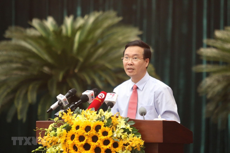 越共中央书记处常务书记武文赏发表讲话。（图片来源：越通社）
