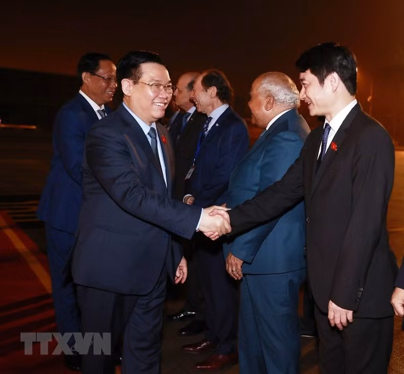 各位代表在内排国际机场为国会主席王廷惠一行送行。
