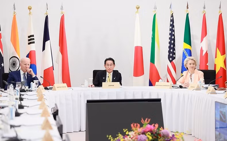 日本首相岸田文雄在全球基础设施与投资伙伴关系讨论会上致开幕词。