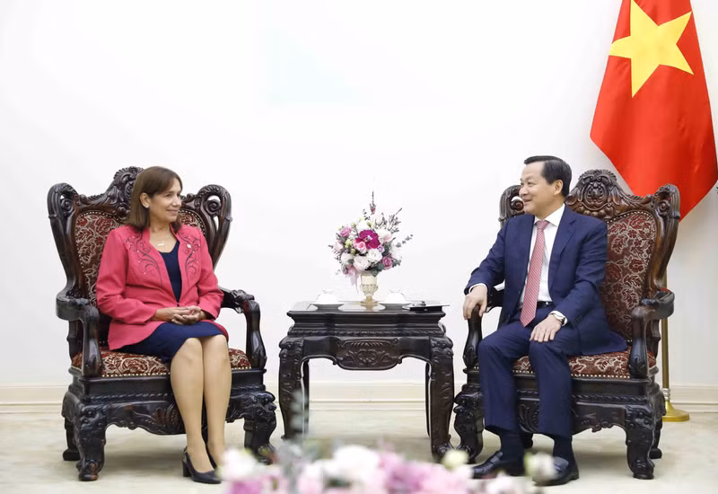越南政府副总理黎明慨会见古巴全国人民政权代表大会（国会）副主席安娜·玛丽·马查多。（图片来源：越通社）