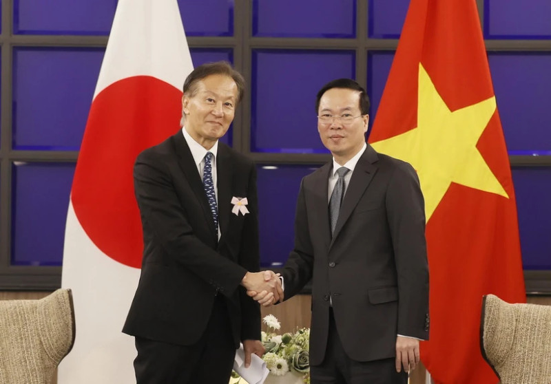 越南国家主席武文赏会见九州越南友好协会会长。（图片来源：越通社）