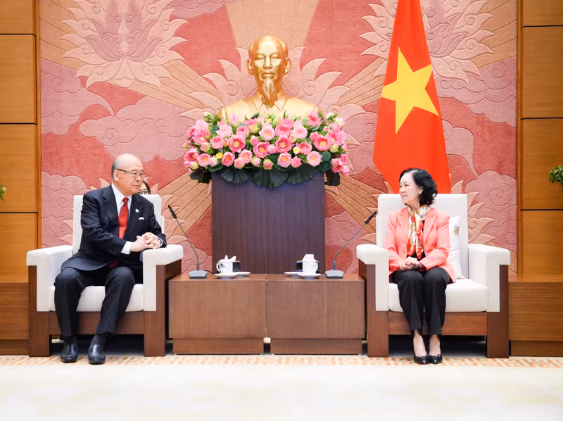越共中央组织部部长张氏梅会见日越友好议员联盟特别顾问武部勤。