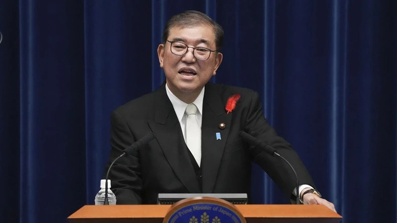 日本首相石破茂。（图片来源：Kyodo）