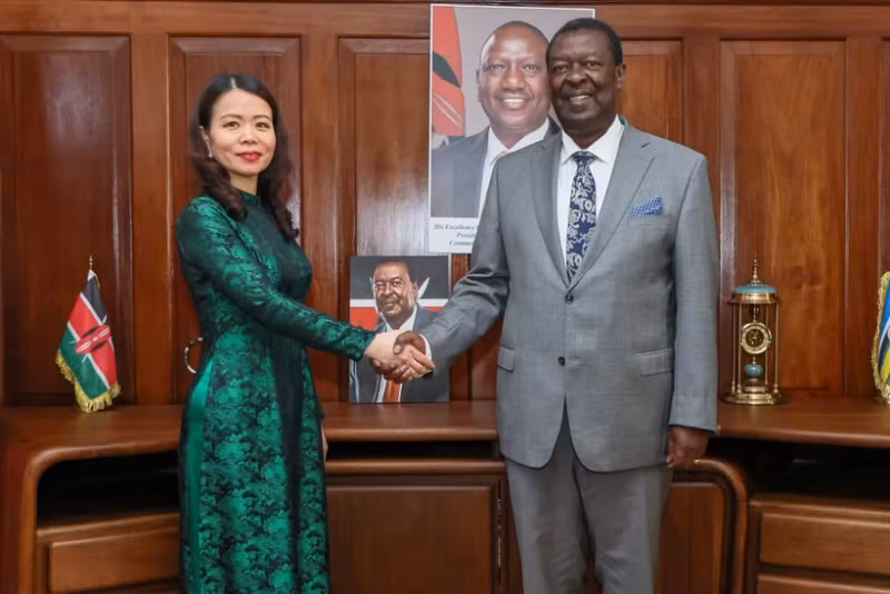 越南外交部副部长阮明姮和肯尼亚总理大臣兼外交和侨务部长穆萨利亚·穆达瓦迪。（图片来源：越通社）