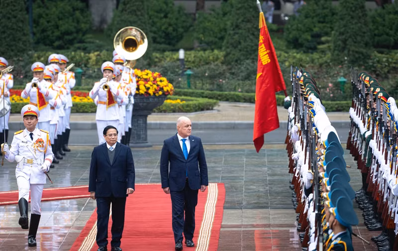 新西兰总理克里斯托弗·拉克森欢迎仪式。