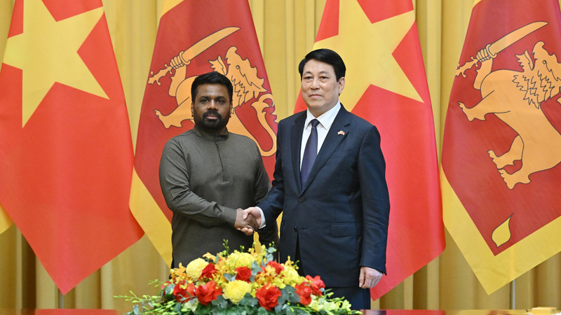 梁强主席和斯里兰卡总统阿努拉·库马拉·迪萨纳亚克。