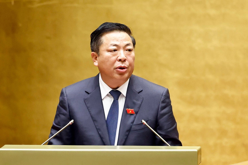 建设部长陈宏明发言。（图片来源：越通社）