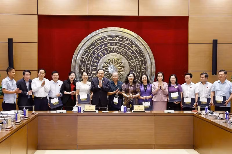 国会主席陈青敏与后江省国会代表会面。（图片来源：越通社）