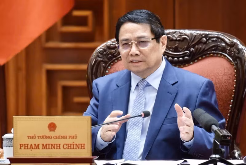 越南政府总理范明正发言。（图片来源：越通社）