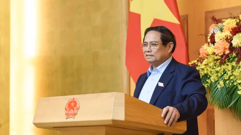 政府总理范明正在会上致辞。（陈海 摄）