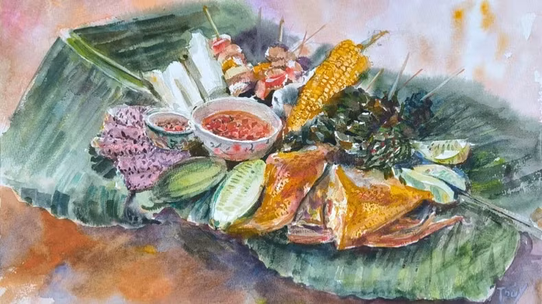 由陈氏青水作者创作的《阿雷高山地区集市的菜肴》作品。 由陈氏青水作者创作的《阿雷高山地区集市的菜肴》作品。