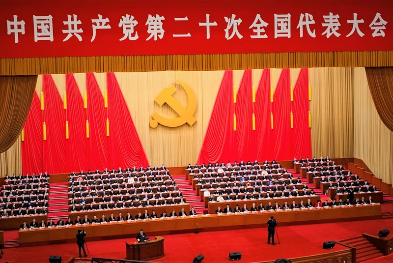 中共二十大开幕会全景。（杜有兴 摄）