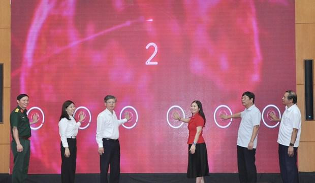 越南军队电信工业集团5G网络服务兴安省开网仪式。（图片来源：越通社）