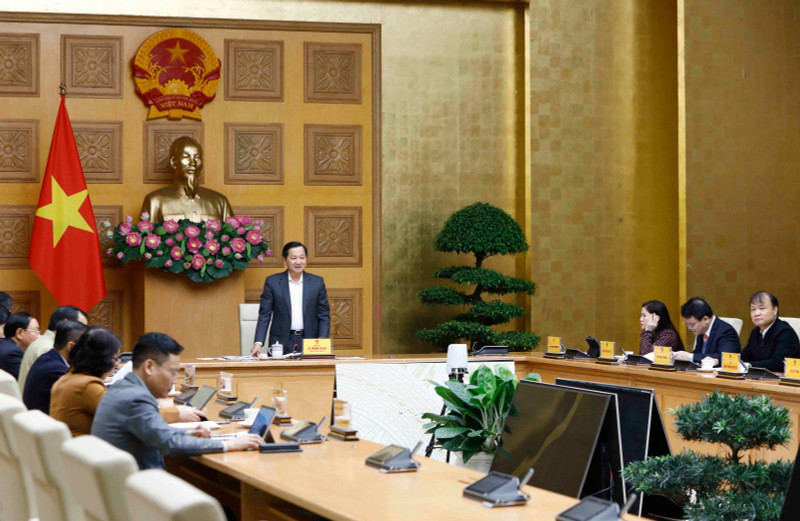 越南政府副总理、物价调控指导委员会主任黎明慨发表讲话。（图片来源：VGP）