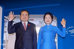 越南国会主席陈青敏偕夫人率领越南高级代表团离开河内，启程赴土耳其伊斯坦布尔。（图片来源：越通社）