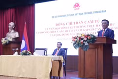 越共中央政治局委员、中央书记处常务书记陈锦秀在会上发表讲话。（图片来源：越通社）