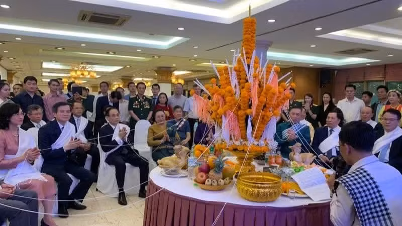 老挝传统新年庆祝活动现场。