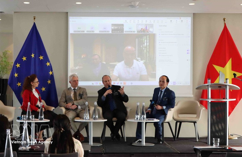 研讨会共设四场专题讨论会，近20名来自越南和欧洲的演讲者参与。（图片来源：越通社）