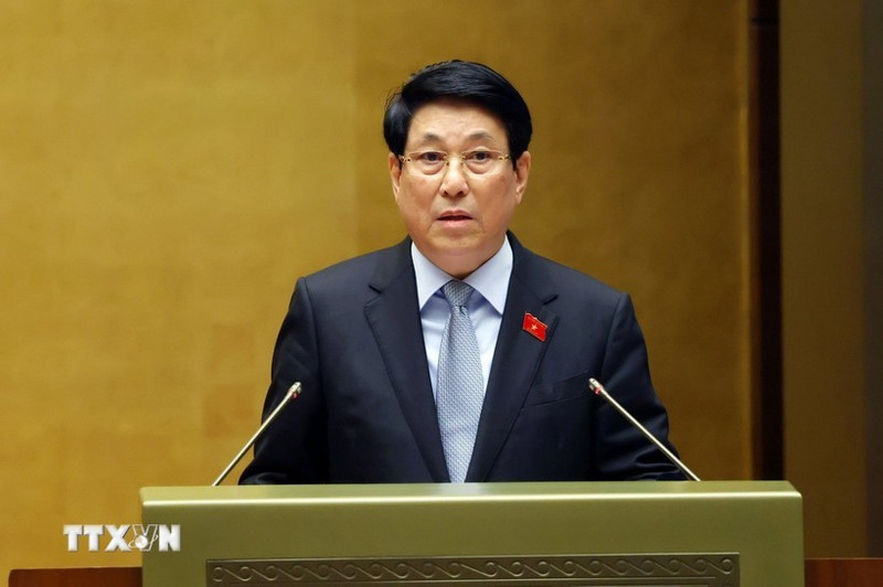 国家主席梁强于10月20日下午作了2021-2026年任期国家主席述职报告。（图片来源：越通社）
