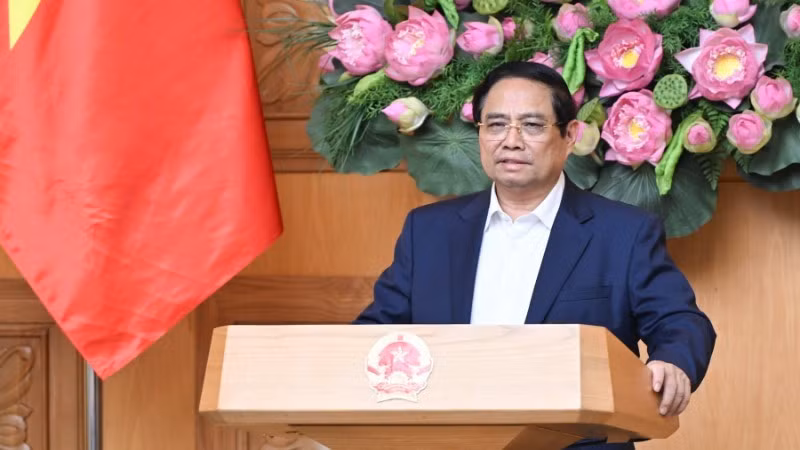 政府总理范明正在会上致辞。（陈海 摄）