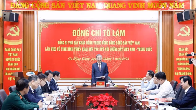 苏林总书记在会上致辞。（图片来源：越通社）