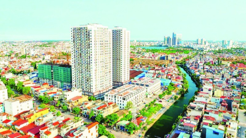 从高处俯瞰海防市的一角。