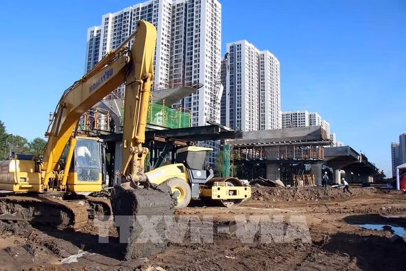 胡志明市3环路建设项目施工现场。（图片来源：越通社）