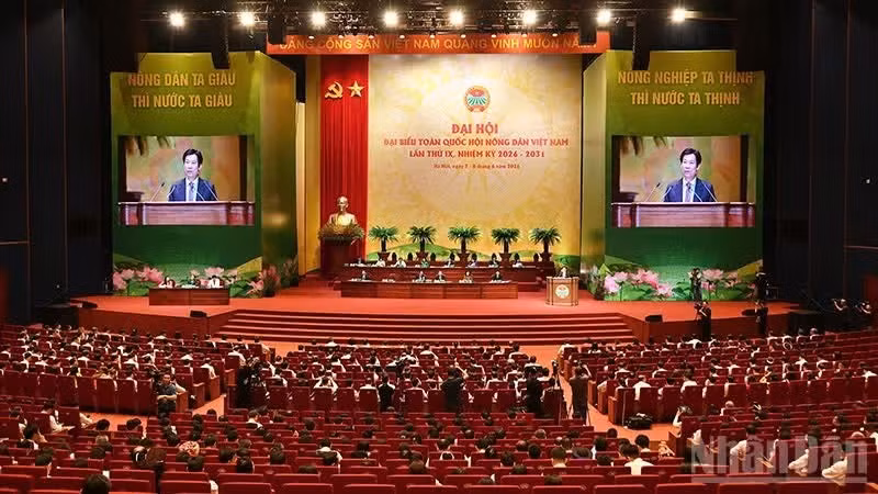 越南农民协会第九次全国代表大会第一阶段会议全景。