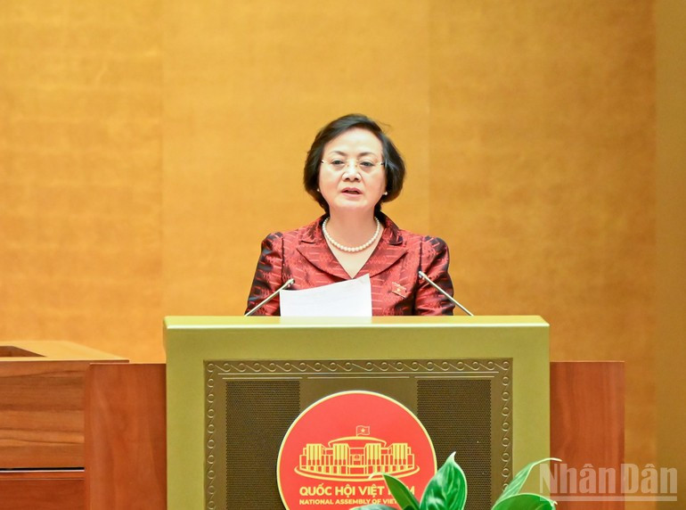 越南内务部长范氏青茶在会议上发表讲话。（维玲 摄）
