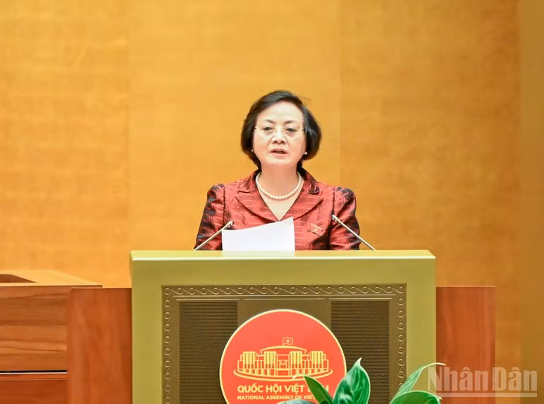 越南内务部长范氏青茶在会议上发表讲话。（维玲 摄）