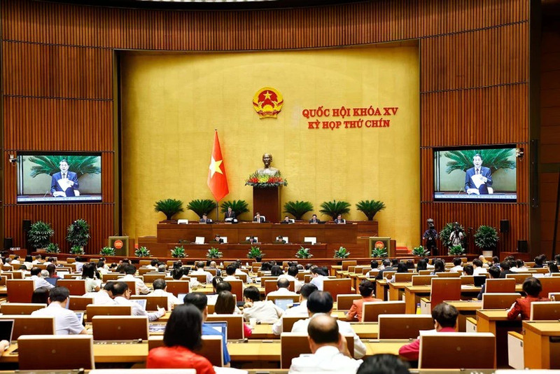 越南第十五届国会第九次会议场景。（图片来源：越通社）