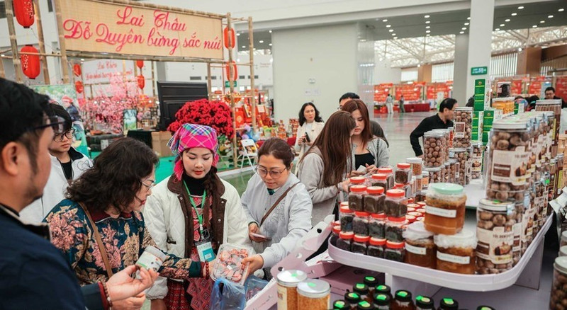 游客在春季博览会上参观和购物产品。（图片来源：越通社）