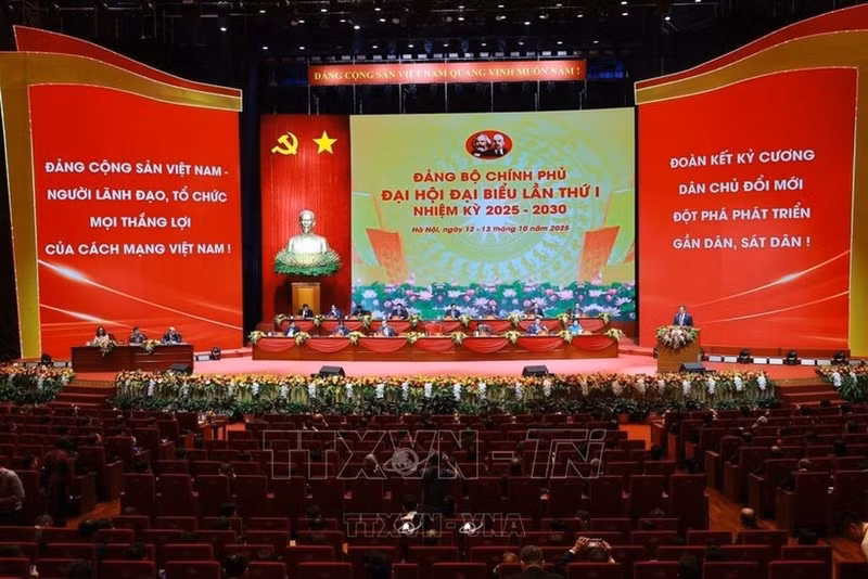 越共政府第一次代表大会现场。（图片来源：越通社）