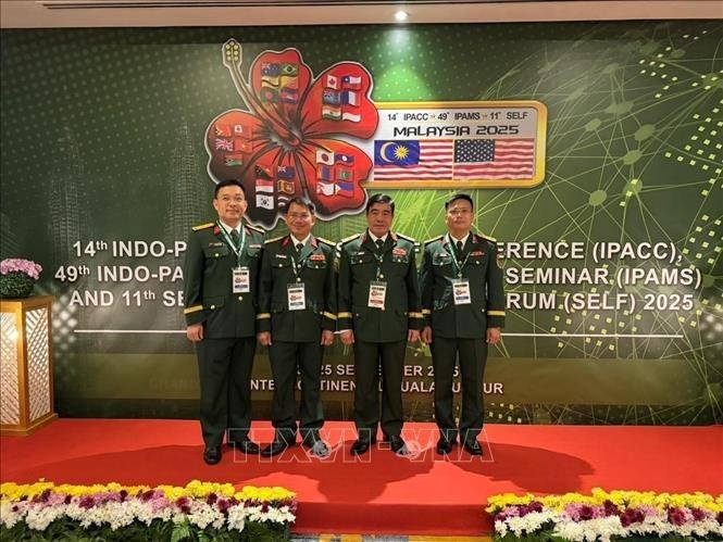出席IPACC-14的越南人民军高级代表团。（图片来源：越通社）
