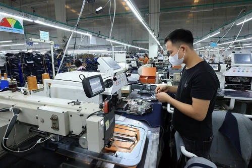 富寿省的一家服装配件生产工厂。（图片来源：越通社）